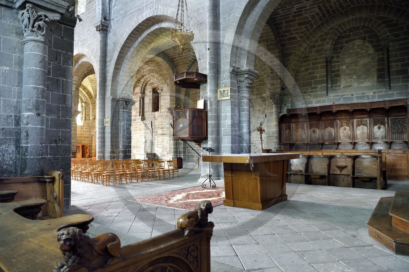 France, Haute-Loire (43), Chanteuges, abbaye Bénédictine du XIIe siècle, l'église abbatiale