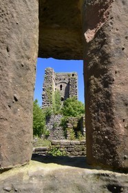France, Bas Rhin, Saverne, Grand Geroldseck castle from the 12th century, the square keep has walls three metres thick faced in embossed stone