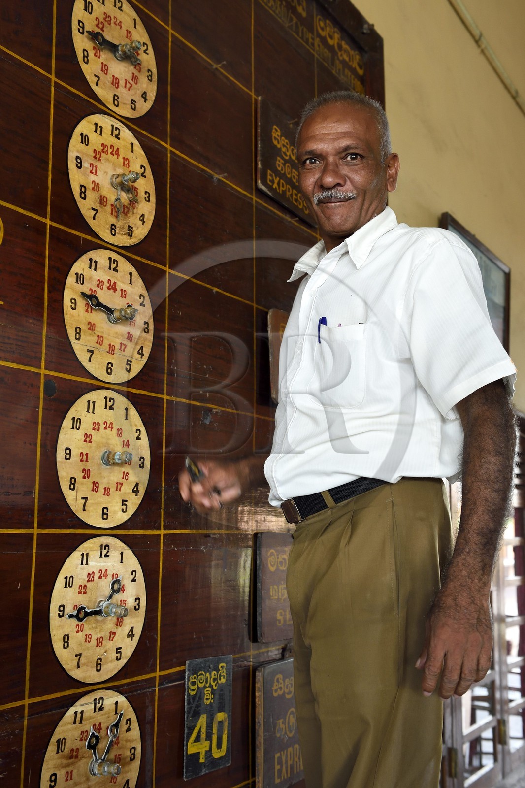 Sri Lanka, Southern Province, Galle railway station, schedules table display