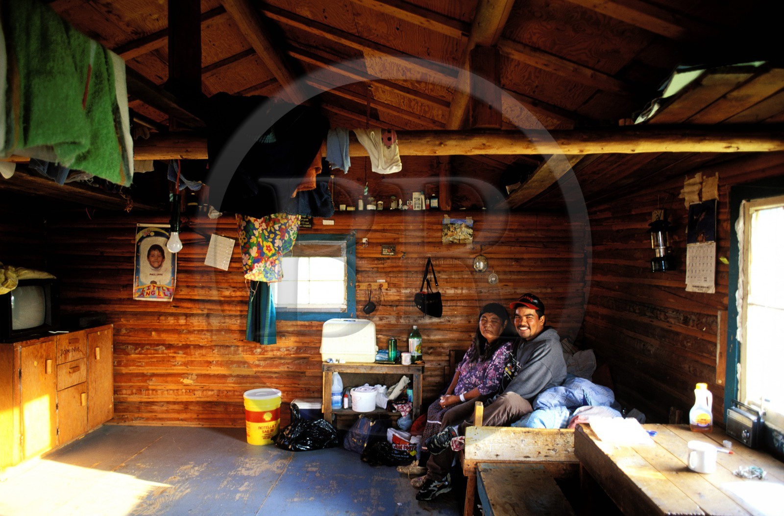 Canada, province de Québec, Réserve faunique de la Vérendrye, Grand Lac Victoria, intérieur d'une maison algonquienne