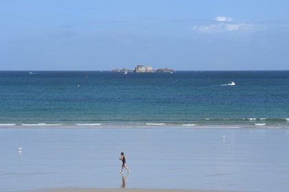 France, Ille-et-Vilaine (35), côte d'émeraude, Saint-Malo, plage du Sillon