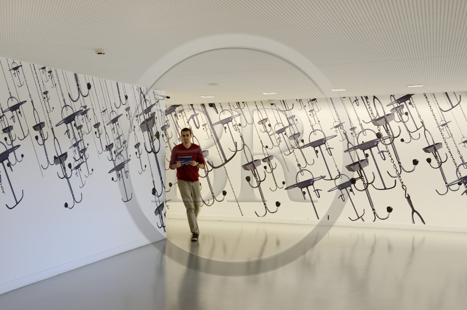 France, Moselle, Metz, Amphitheatre district, Centre Pompidou Metz, art center designed by architects Shigeru Ban and Jean de Gastines, evocation of (mining) hanging room by Jean Christophe Massinon