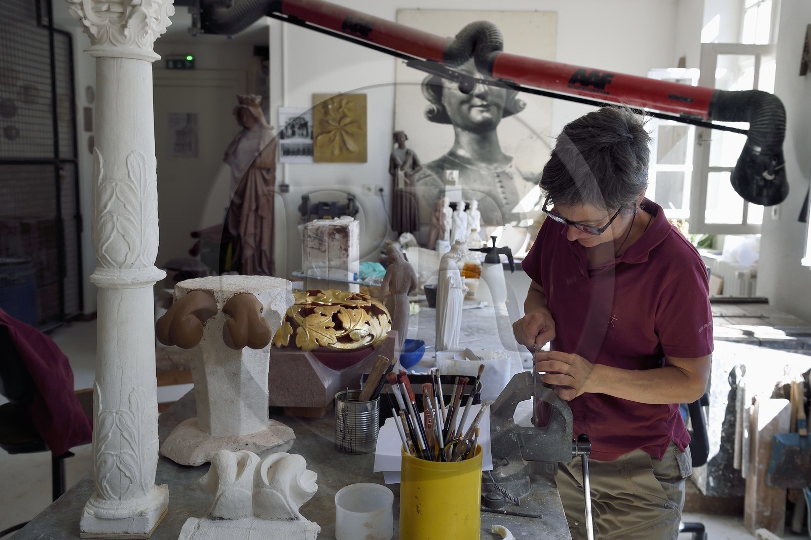 France, Bas-Rhin (67), Strasbourg, vieille ville classée au Patrimoine Mondial de l'UNESCO, ateliers de la Fondation de l'Oeuvre Notre-Dame, atelier chargé des réductions