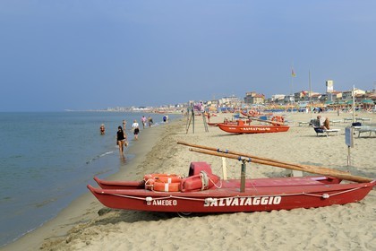 Italy, Tuscany, province of Lucca, the beach of the seaside resort of Viareggio