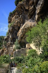France, Var, Provence Verte, Cotignac, the tufa cliff of 80 meters high and 400 meters wide