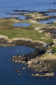 France, Finistere, the regional natural park of Armorica, Iroise sea, Balanec island in the Molene archipelago (aerial view)