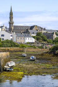 France, Finistère (29), Mer d'Iroise, Ile d'Ouessant, le port de Lampaul à marée basse