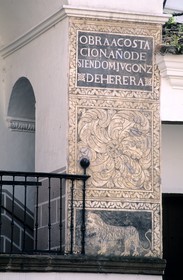 Spain, Estremadura, Plasencia, decoration on the column of a house