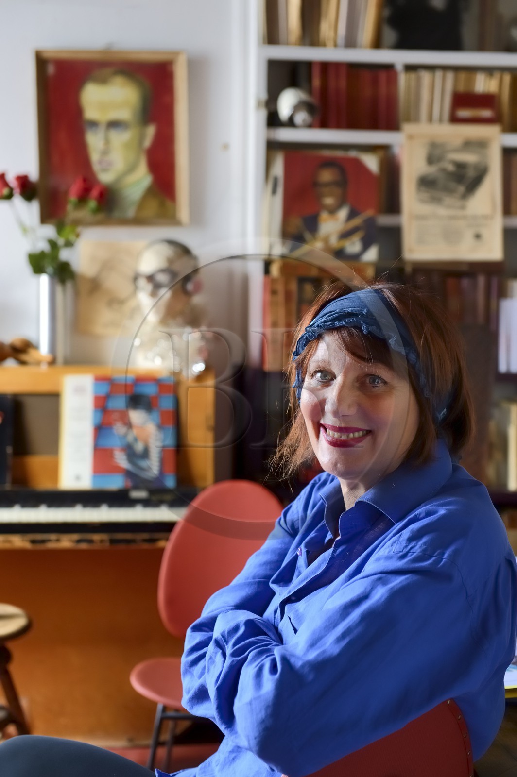 Paris (75), Cité Véron au 94 Bd de Clichy, appartement de Boris Vian, Nicole Bertolt qui gère le souvenir et l'oeuvre de Vian