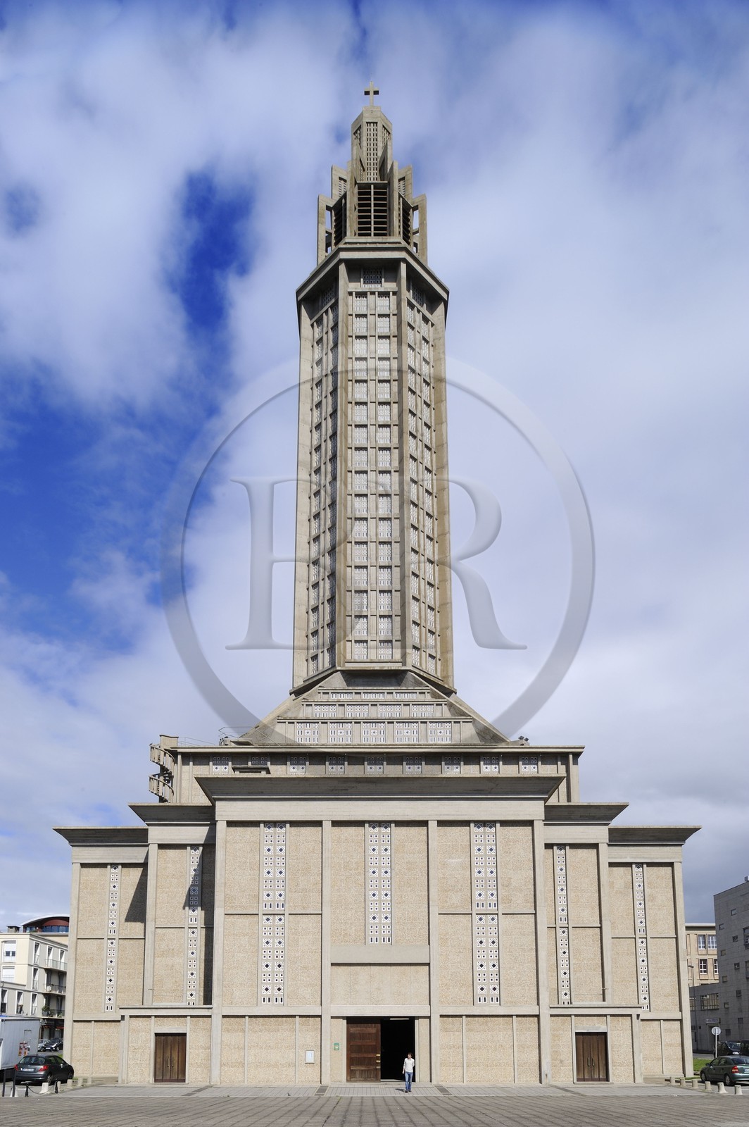 France, Seine-Maritime (76), Le Havre, Centre-ville reconstruit du Havre par Auguste Perret classé Patrimoine Mondial de l'UNESCO, la Tour Lanterne de l'église Saint-Joseph