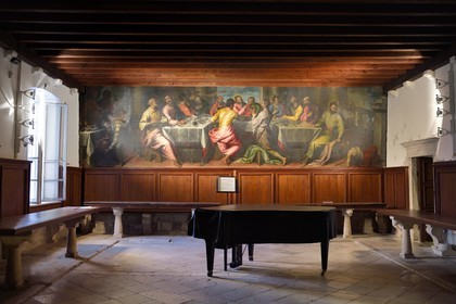 Croatia, Dalmatia, Dalmatian coast, Island of Hvar, the town of Hvar, the 15th century Franciscan monastery, the Last Supper, painting by the Velitian school of the early 17th century