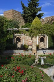 Espagne, Andalousie, Malaga, la Alcazaba, patio de Armas
