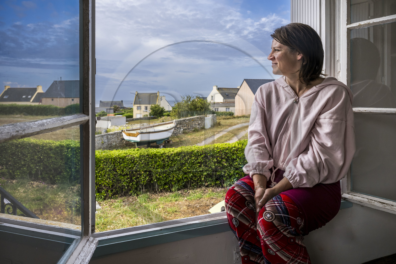 France, Finistère (29), Mer d'Iroise, Ile de Molène, Gwenola Gervais revenue sur l'ile pour ouvrir une auberge socio-écologique