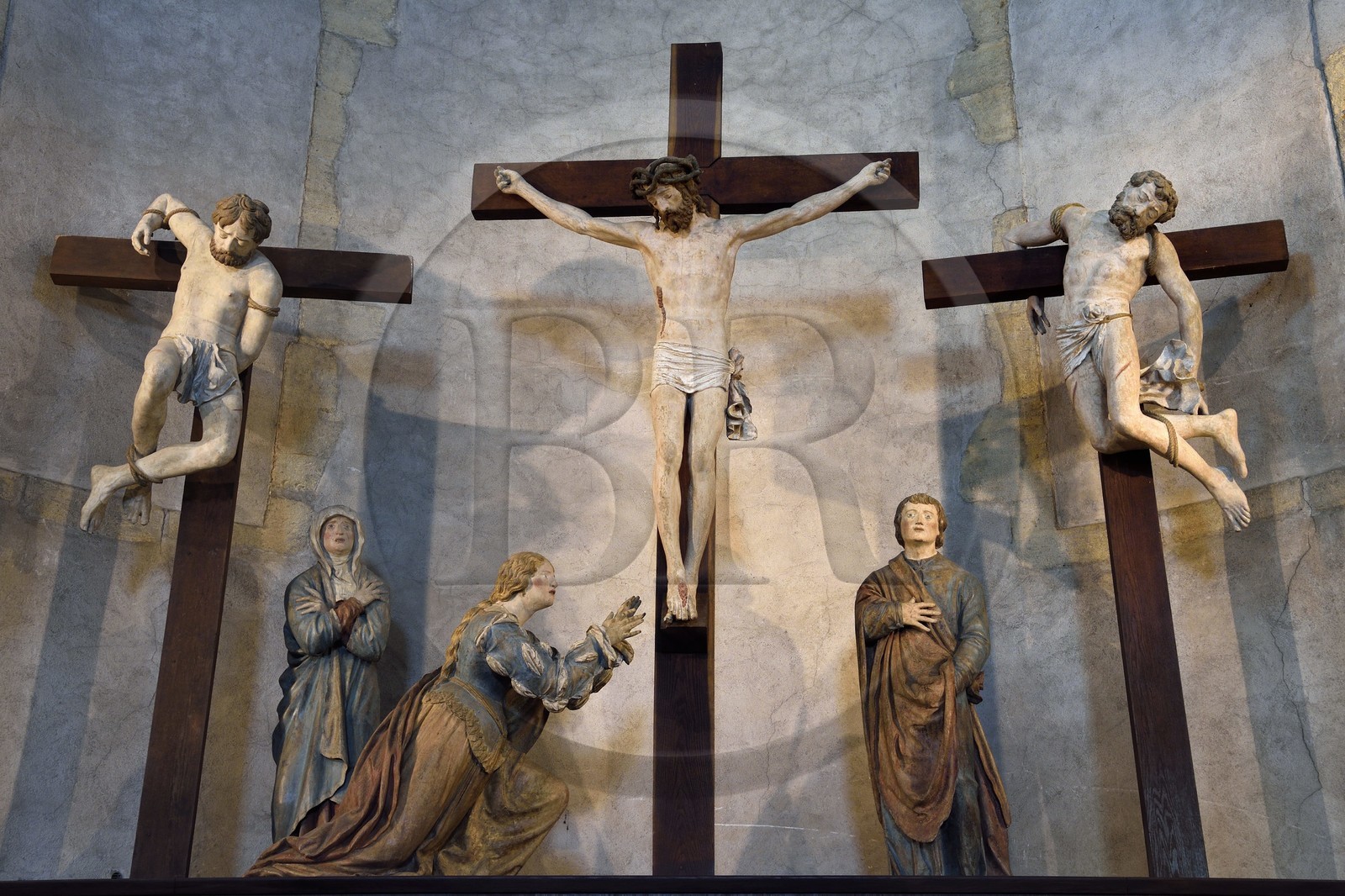 France, Meurthe-et-Moselle (54), Briey, église Saint-Gengoult, le Calvaire attribuée au sculpteur Ligier Richier (XVIème siècle)