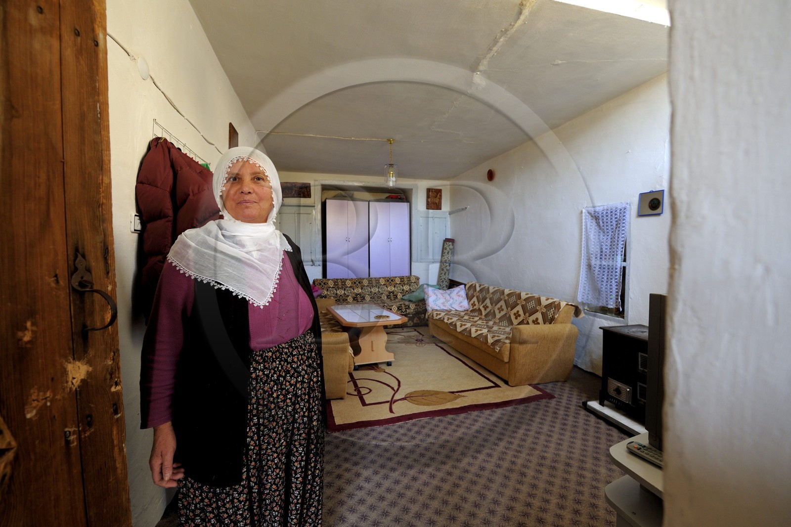Turquie, Anatolie Centrale, province de Nevsehir, Cappadoce classée Patrimoine Mondial de l'UNESCO, Ürgüp, anciennes maisons troglodytiques