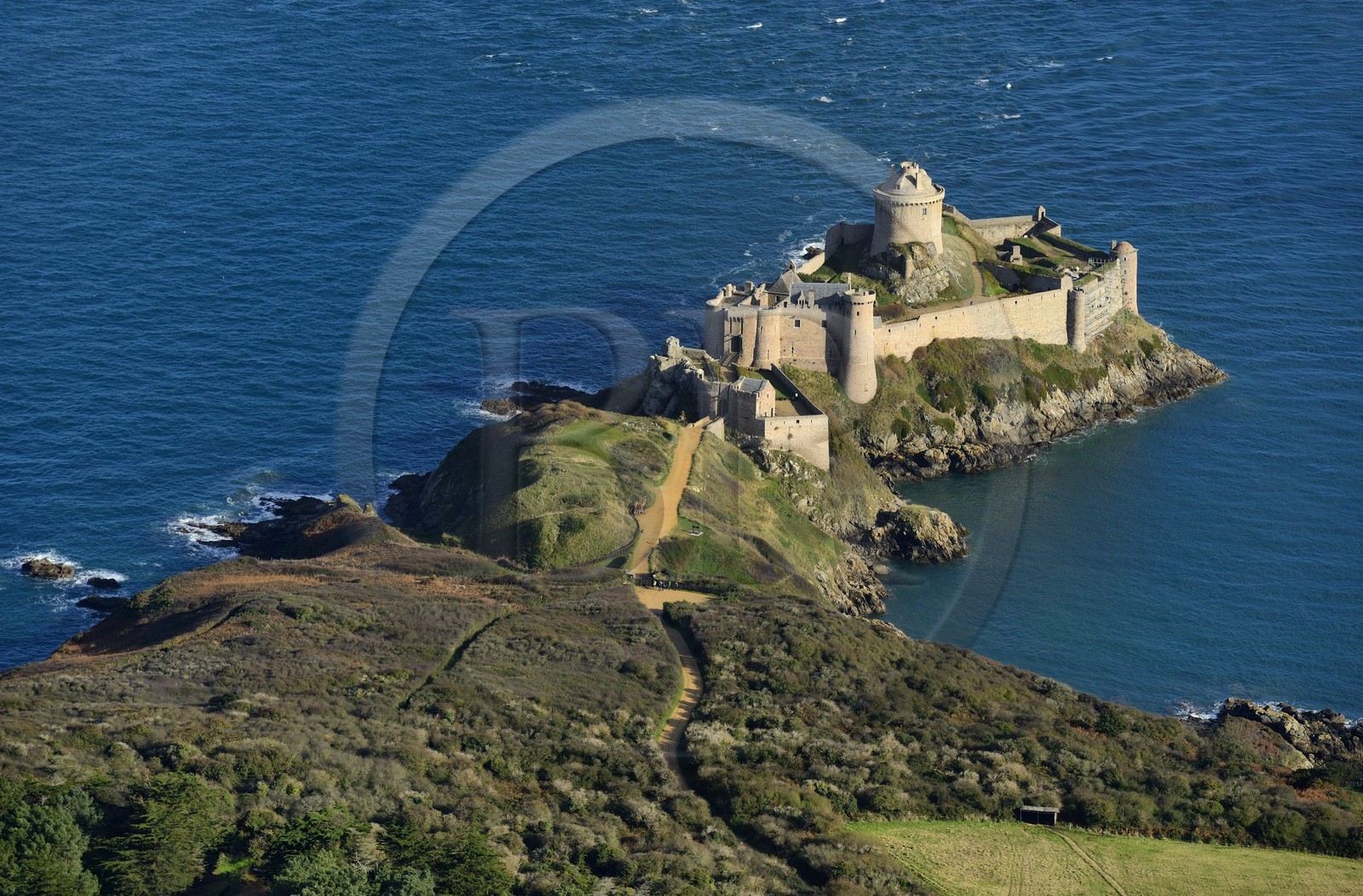 France, Cotes d'Armor, Plevenon, Fort La Latte castle 13 and 14th centuries (aerial view)