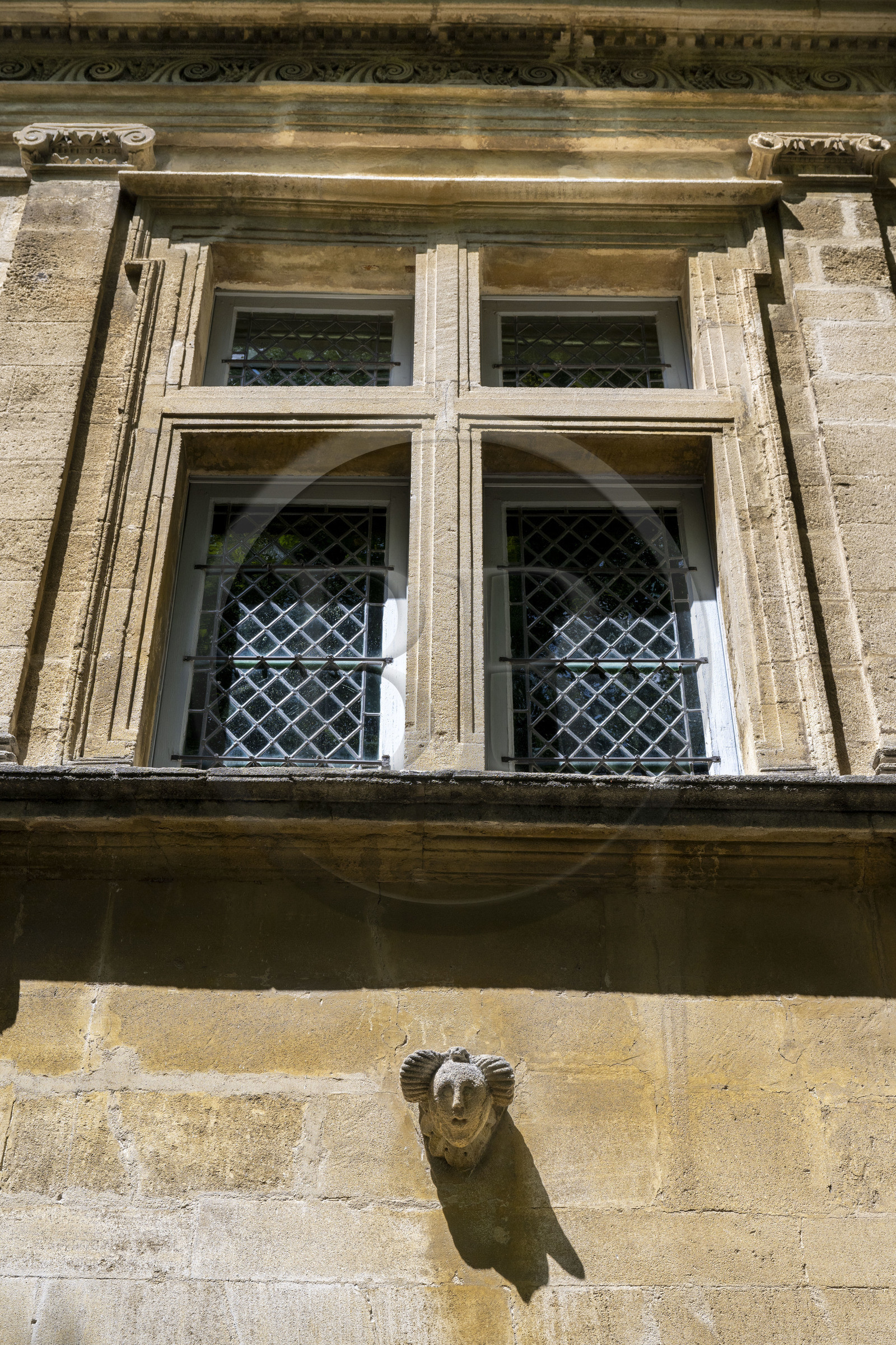 France, Bouches-du-Rhône (13), Parc Naturel Régional des Alpilles, Saint-Rémy-de-Provence, place Charles Favier, facade de l'Hotel particulier Renaissance Mistral de Mondragon qui abrite le musée des Alpilles