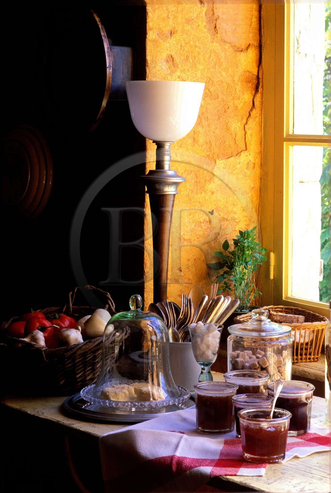 France, Gard, a kitchen corner in the Provencal bed and breakfast Le Mas de l' Amandier