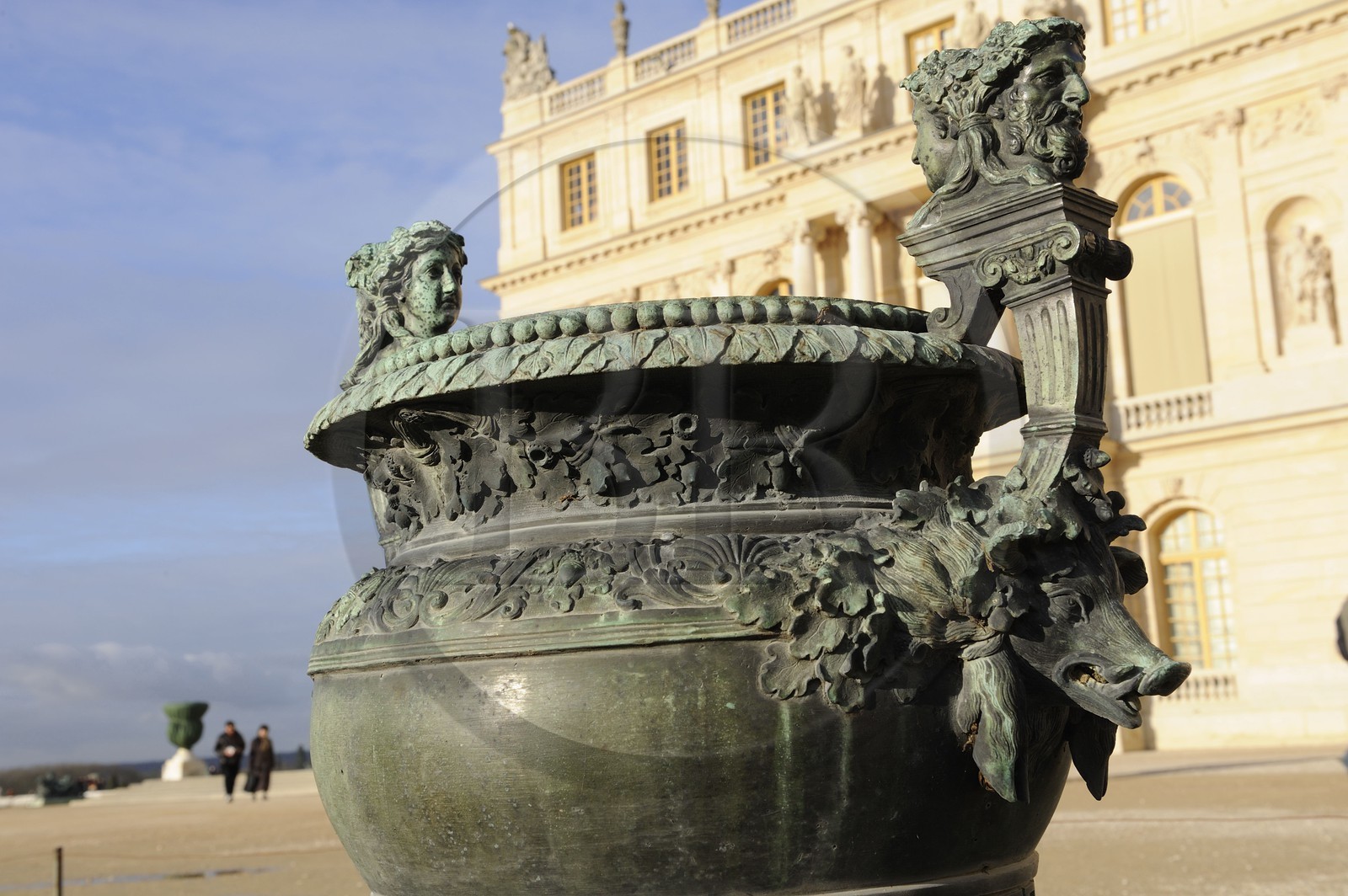 France, Yvelines, Chateau de Versailles, listed as World Heritage by UNESCO, one of the bronze vases surrounding the castle