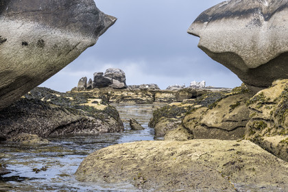 France, Finistère (29), Penmarch, archipel des Étocs, les rochers à marée basse