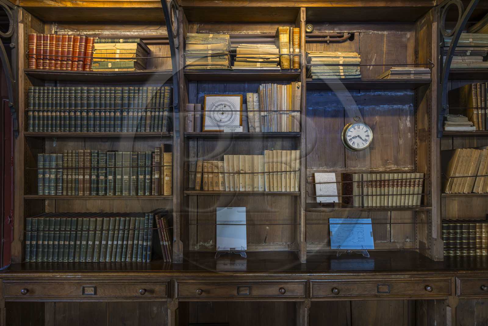 France, Pyrenees Atlantiques, Basque Country coast, Hendaye, Abbadia castle built in 1870 by Eugène Viollet-le-Duc for Antoine d'Abbadie d'Arrast, the library