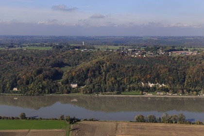 France, Seine Maritime, Villequier and the river Seine where Leopoldine Hugo died of drowing in 1843 (aerial view)