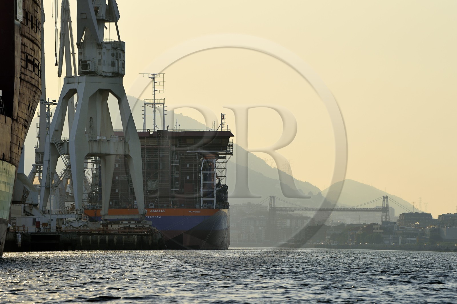 Espagne, Pays basque espagnol, Biscaye, Sestao, port industriel de Bilbao sur le fleuve Nervion centré sur la sidérurgie et la construction navale, chantiers navals Construcciones Navales del Norte (La Navale de Sestao)