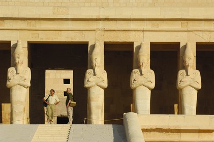 Egypt, Upper Egypt, Nile Valley, surroundings of Luxor, West bank, Thebes Necropolis listed as World Heritage by UNESCO, Temple of Hatchepsut, Deir el Bahari, osirian pillars