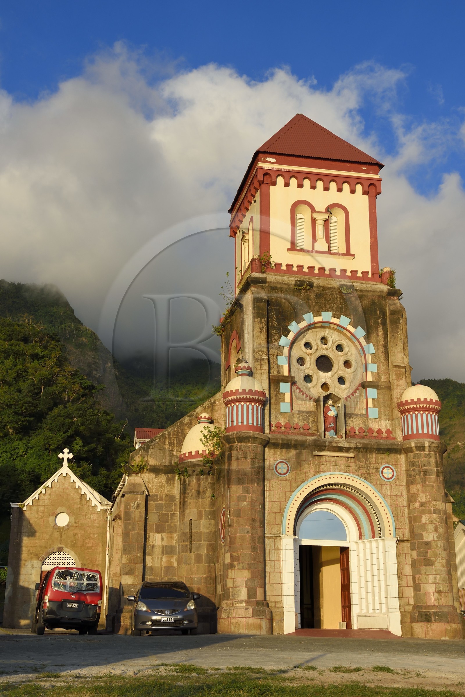 Caribbean, Dominica Island, Soufriere Bay, the village of Soufriere, catholic Church of Saint Mark