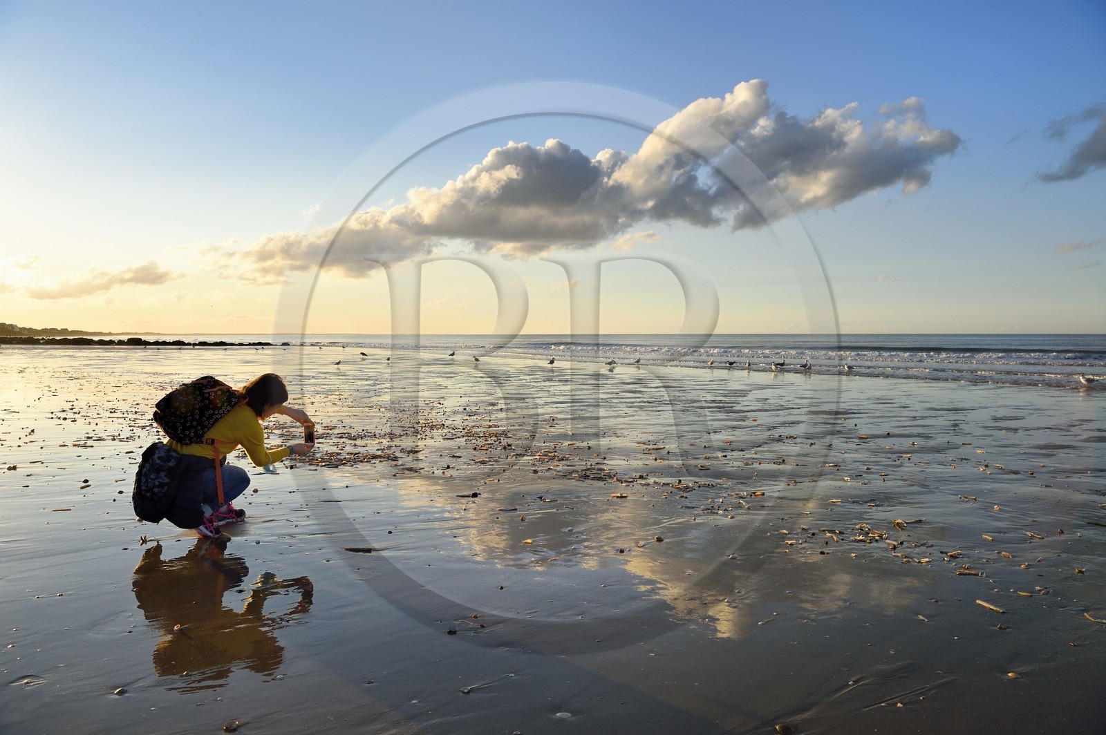 France, Calvados (14), Pays d'Auge, la côte Fleurie, Cabourg, promenade sur la plage de la station balnéaire