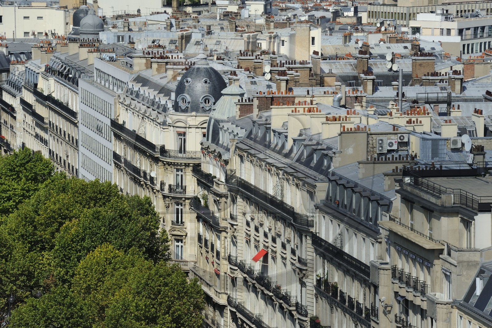 France, Paris (75), immeubles Haussmanniens de l'avenue Foch vus du haut de l'Arc de Triomphe