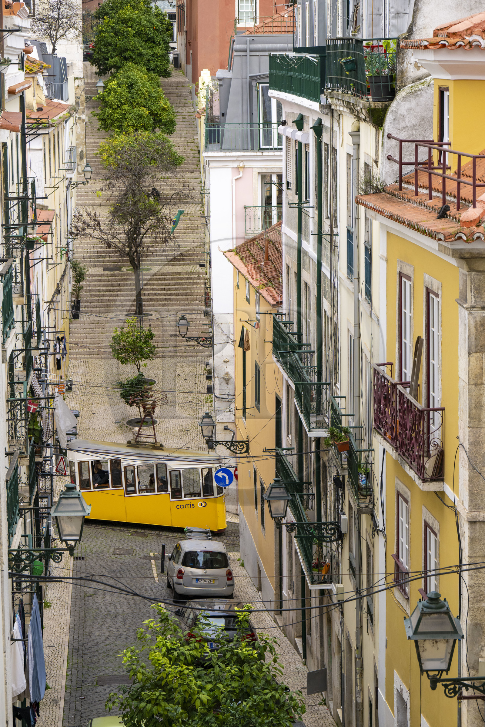 Portugal, Lisbonne, quartier du Bairro Alto, le funiculaire de Bica, reliant le quartier de Bairro Alto aux rives du Tage