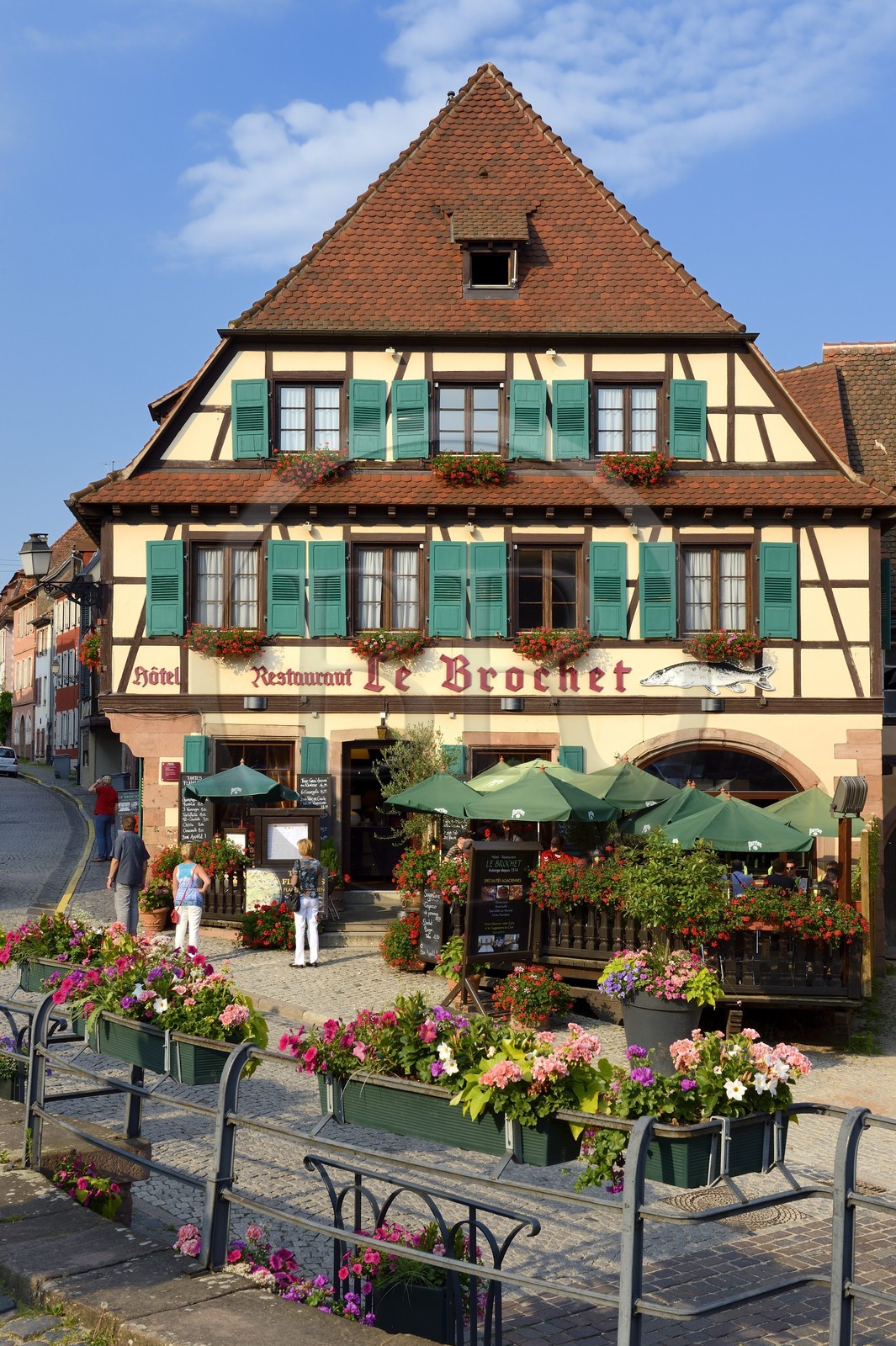 France, Bas Rhin, Barr, Place de l'Hotel de ville, Le Brochet restaurant