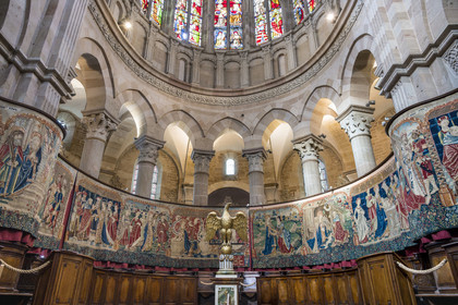 France, Cote d'Or, Climats terroirs of Burgundy, listed as World Heritage by UNESCO, Beaune, collégiale Notre-Dame de Beaune basilica, 15th century Tournai tapestries attributed to the Flemish painter Pierre Spicre depicting scenes from the life of the Virgin Mary