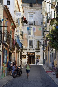 Portugal, Lisbon, a lane of the Bairro Alto district, rua do Norte