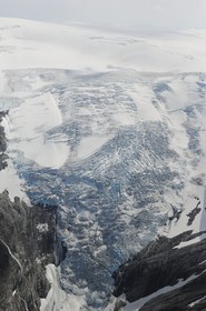 Norvège, Sogn og Fjordane, glacier de Jostedalsbreen et Briksdalbreen (vue aérienne)