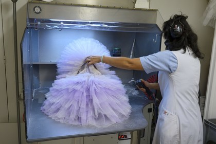 France, Paris, Garnier Opera, the costume workshops, the ateliers flous, starching a tutu