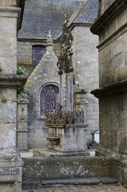 France, Finistere, Saint Thegonnec, the calvary and the the church in the Parish close (enclos paroissial)