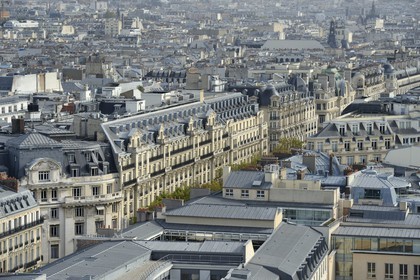 France, Paris (75), immeubles du boulevard Haussmann et le boulevard Montmartre