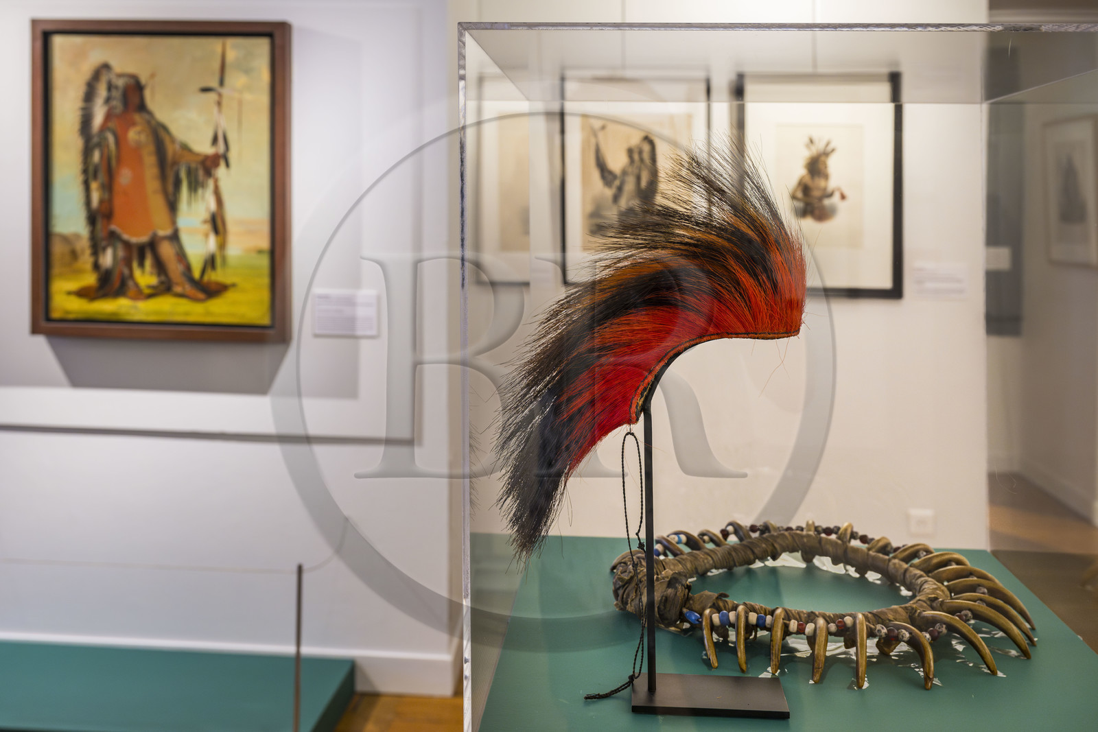 France, Charente Maritime, La Rochelle, Musée du Nouveau-Monde (New World Museum) in the Hotel Fleuriau, roach or crest (Prairie Indian headdress circa 1850)