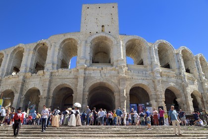 France, Bouches-du-Rhône (13), Arles, la course camarguaise  de la Cocarde d'Or aux Arènes, amphithéâtre romain de 80-90 après JC, classé Patrimoine Mondial de l'UNESCO