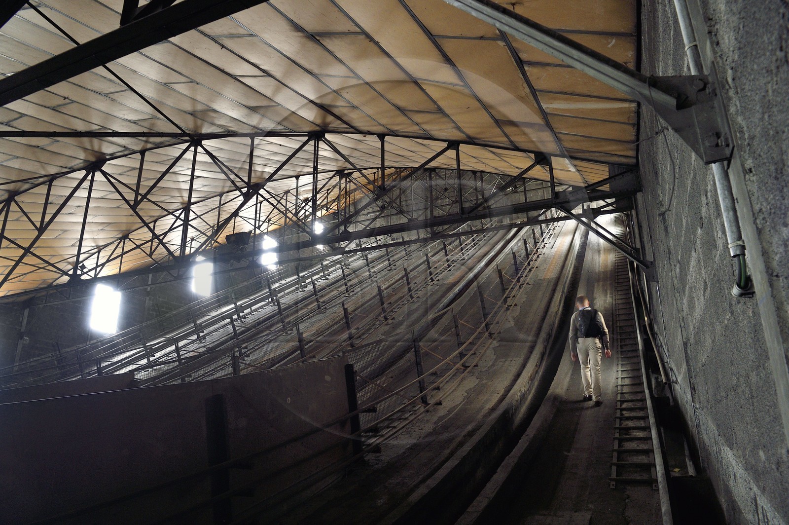 France, Puy de Dome, Clermont Ferrand, Test tracks at the Michelin plant in Cataroux, three 450 m long slides with curved ends having between 20 m and 30 m high