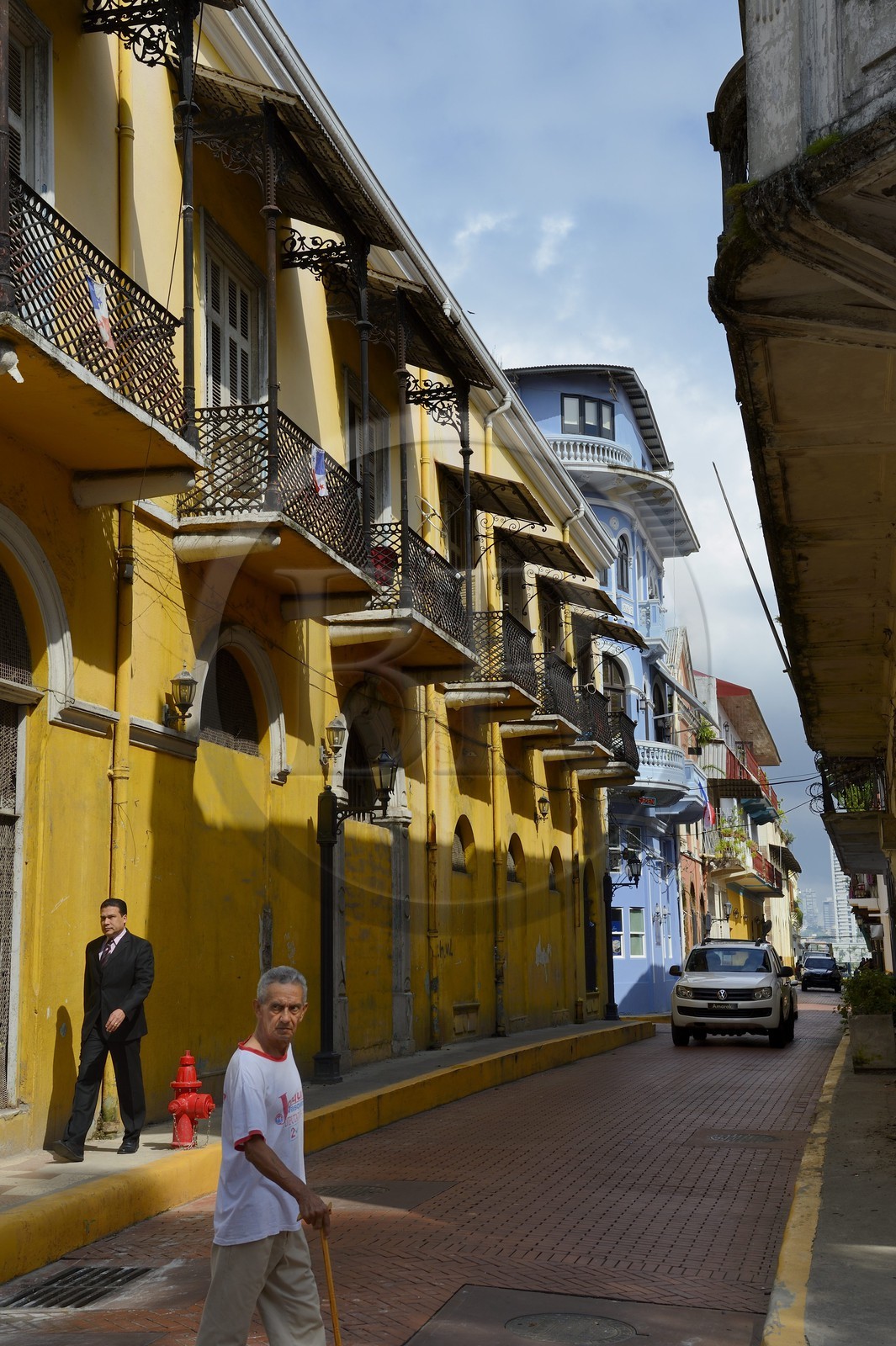 Panama, Panama City, historic town listed as World Heritage by UNESCO, Casco Antiguo (Viejo), houses of the old town in the calle 8a Oeste
