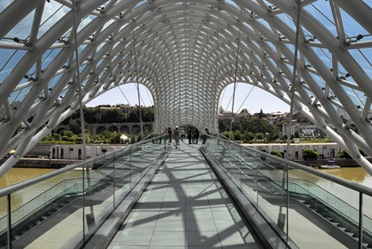 Georgia, Tbilisi, Old City, Mtkvari river, Peace Bridge