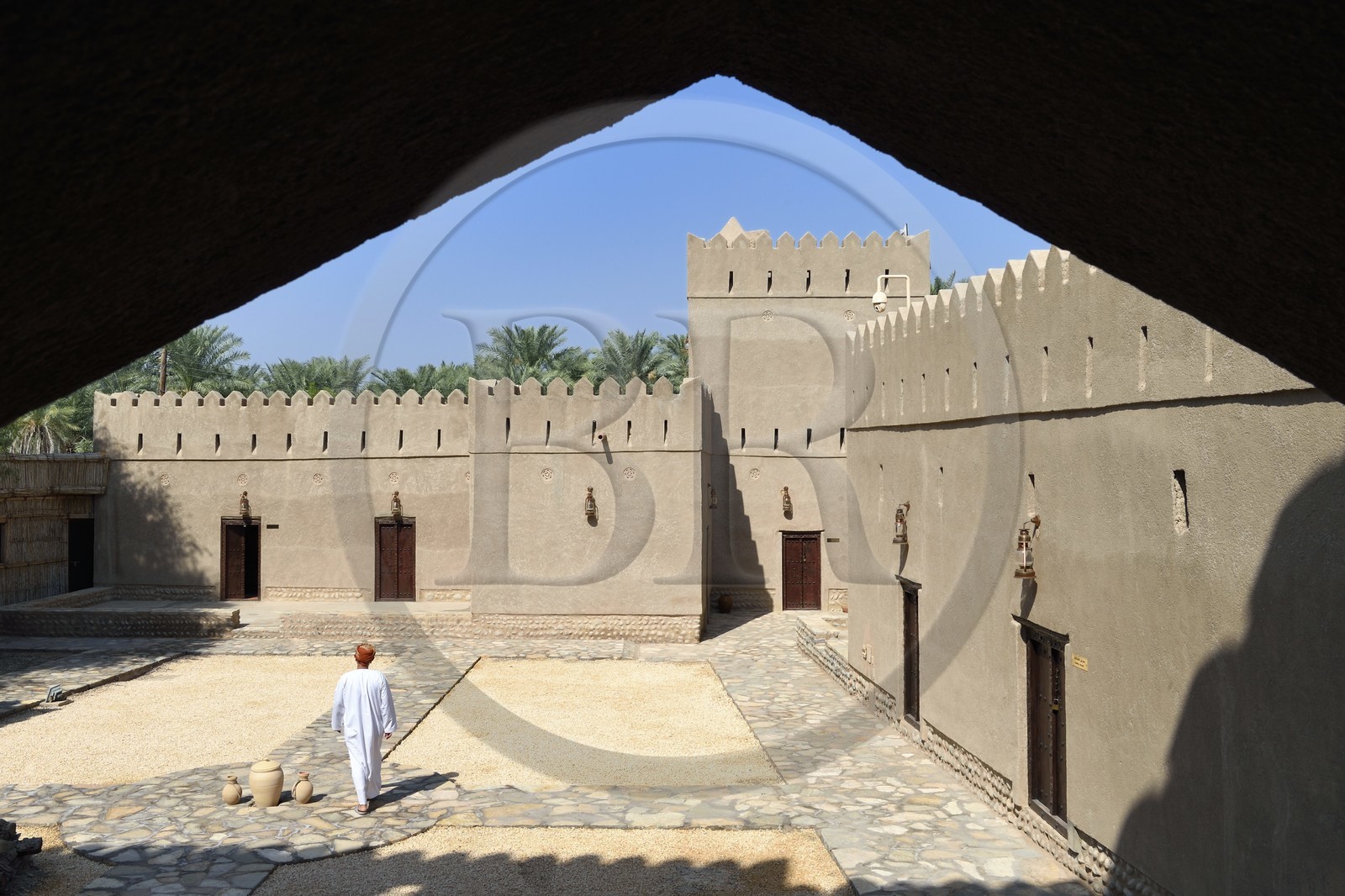 Sultanat d'Oman, gouvernorat de Al-Batina, Afi, Al Ghasham Museum House, une maison fortifiée en briques crues qui a accueilli la royauté à deux reprises au cours de ses 200 ans d'histoire