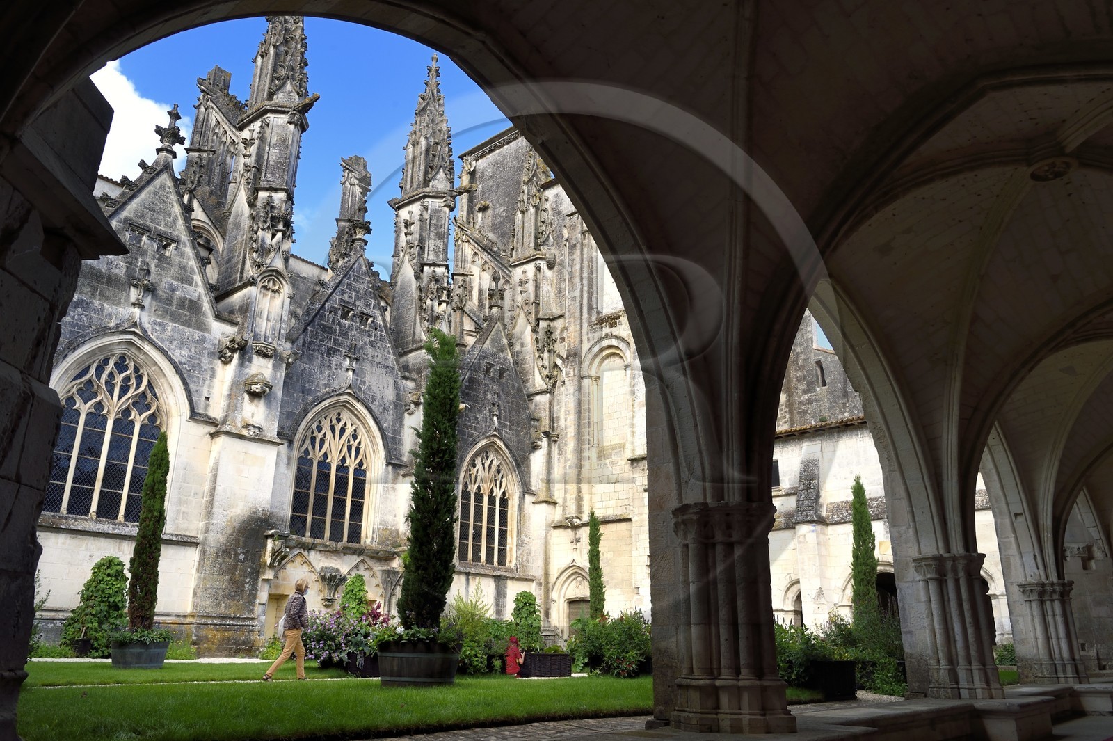 France, Charente-Maritime (17),  Saintonge, Saintes, le cloitre et la cathédrale Saint-Pierre dans la vieille ville