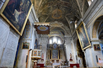 France, Haute-Corse (2B), Castagniccia, village de La Porta, l’église baroque Saint-Jean-Baptiste