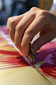 France, Rhone, Lyon, La Croix Rousse District, Silk manufacturer Prelle, cutting velvet