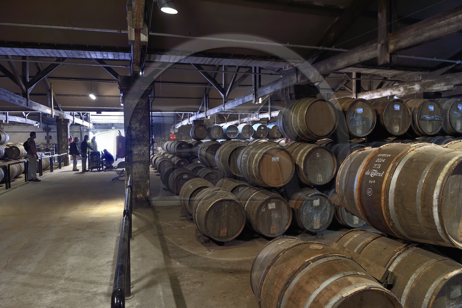 France, Charente (16), Cognac, tonneaux stockés dansles chais de vieillissement de la Maison de cognac Hennessy