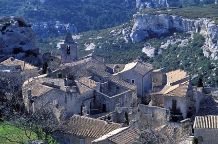 France, Bouches du Rhone, Les Baux de Provence village, labelled Les Plus Beaux Villages de France (The Most Beautiful Villages of France), Saint Vincent neighbourhood seen from the citadel